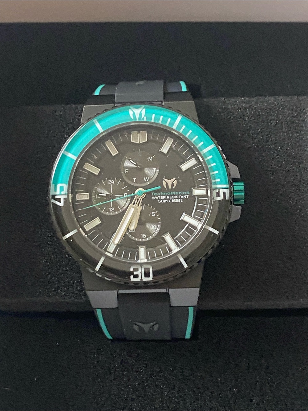 Technomarine Men's Black & Teal Sport Dive Watch